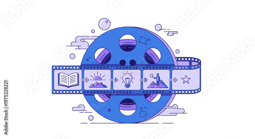 Film Reel with Storyboard Sequence: Idea, Journey, Success, Achievement