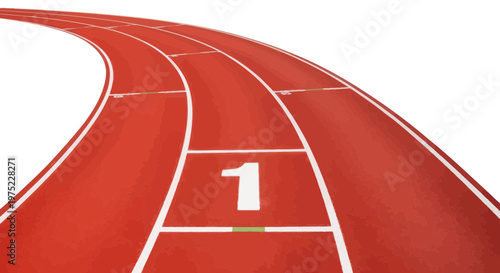Running track lane 1 start line, sports competition, athletic race competition, stadium race track.