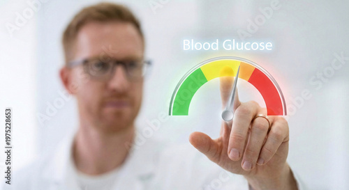 Man Monitors Blood Glucose on Interactive Digital Display