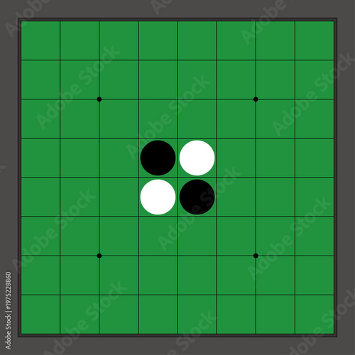 オセロ、リバーシの上から見たシンプルなイラスト
