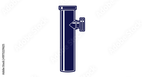Blue Industrial Pipe with Valve, Plumbing System Component, Clean Vector Illustration