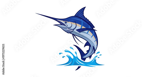 Blue Marlin Leaping from Water, Fishing Icon, Ocean Predator