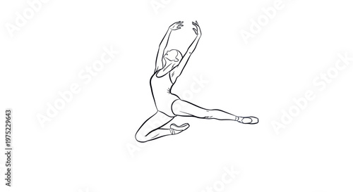 Ballerina Dancer Leaping Gracefully in Mid-Air, Elegant Ballet Pose