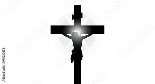 Silhouette of Jesus Christ on the Cross with Radiant Halo