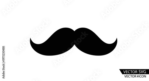 Black mustache icon, vintage handlebar style, isolated on white background