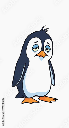 A sad penguin in a dejected pose, expressing loneliness