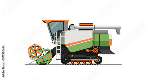 Modern combine harvester machine illustration