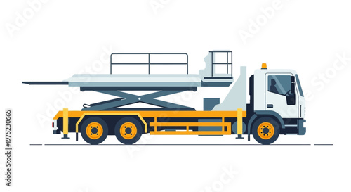 Scissor Lift Truck Vector Illustration on White Background