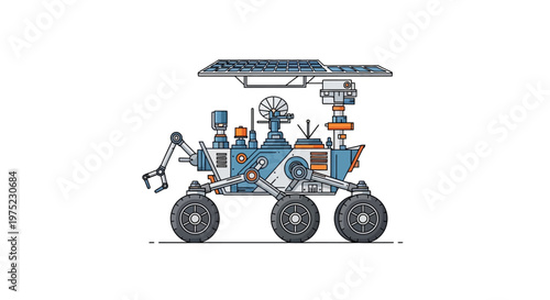 Detailed illustration of a space rover exploring a planet.