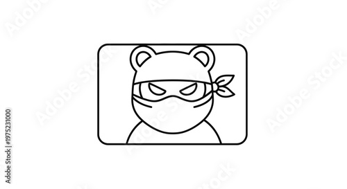 Ninja Bear Icon: Cute Cartoon Character in Mask and Bandana, Stealthy Animal Symbol