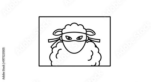Ninja Sheep Masked Bandit Animal Cartoon Character