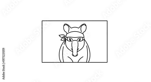 Ninja Tapir Illustration - Cute Animal Character with Bandana