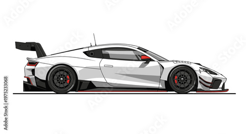 Sleek White Sports Car Vector Illustration