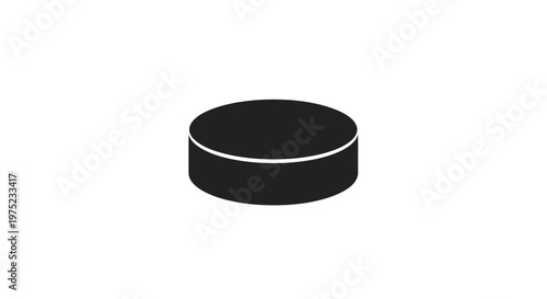 Photography Black hockey puck isolated on white background, sports equipment