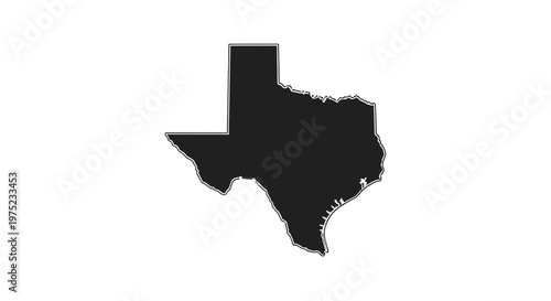 Black silhouette of Texas state map outline on white background, simple graphic.