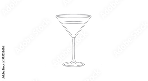 Minimalist Line Art Martini Glass with Drink