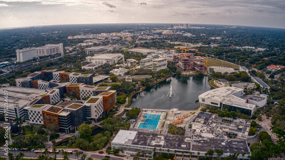 Naklejka premium Aerial View of a large University in Coral Gables, Florida