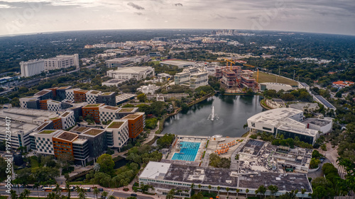 Aerial View of a large University in Coral Gables, Florida