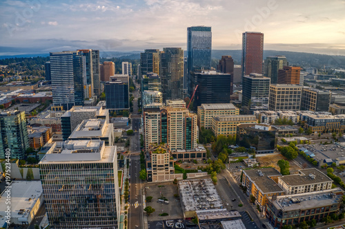 Aerial View of Bellevue, Washington during Summer