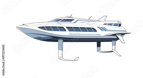 Sleek hydrofoil boat with advanced marine technology illustration