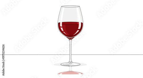 Glass of red wine with reflection