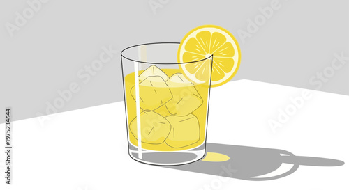 Glass of iced lemonade with a lemon slice on the rim.