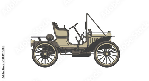 Vintage antique car illustration isolated on white background