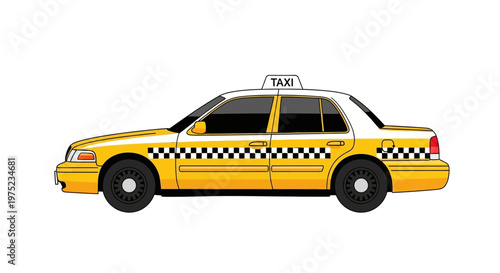 Yellow taxi cab illustration isolated on a white background