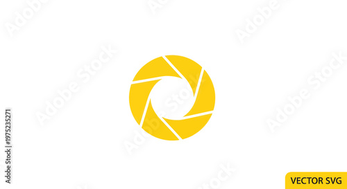 Yellow Aperture Symbol Logo Icon, Camera Lens Abstract Shape