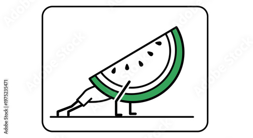 Funny Watermelon Character Doing Yoga Pose on White Background