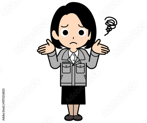 困り顔のワンカールボブの事務員の女性