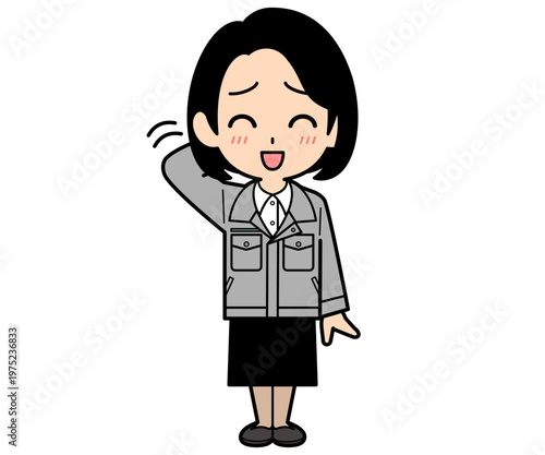 照れているワンカールボブの事務員の女性