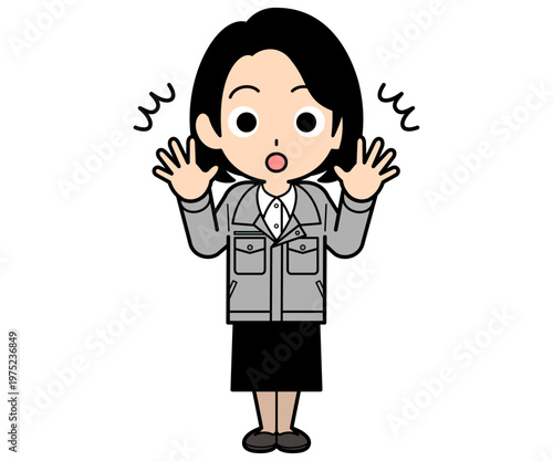 驚いているワンカールボブの事務員の女性