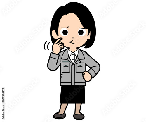 不満顔のワンカールボブの事務員の女性