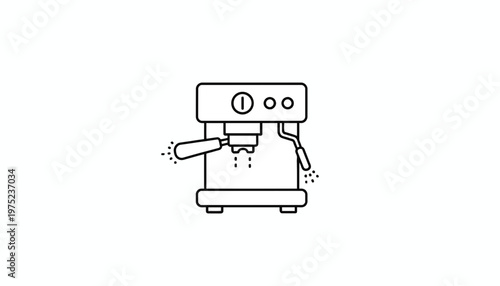 Espresso Machine Icon, Coffee Maker Line Art, Barista Equipment, Minimalist Design
