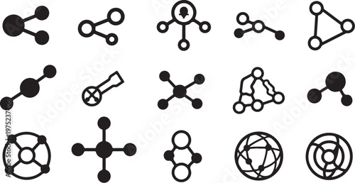 Molecular structure and bonding chemistry symbols and icons set