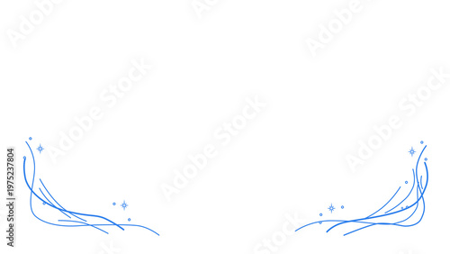 Blue Elegant Corner Line Decoration with Sparkles, Minimal Abstract Flourish Border, Transparent PNG Decorative Elements