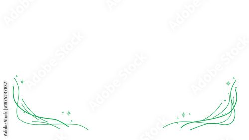 Green Elegant Corner Line Decoration with Sparkles, Minimal Natural Abstract Border, Transparent PNG Decorative Elements