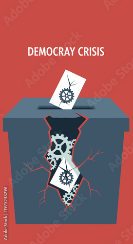 Democracy Crisis Ballot Box Illustration.