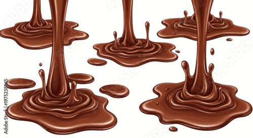 Molten Chocolate Pouring and Splashing, Delicious Dessert Ingredient