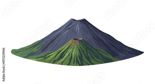 Mount Bromo and Semeru Volcano Vector Illustration Isolated