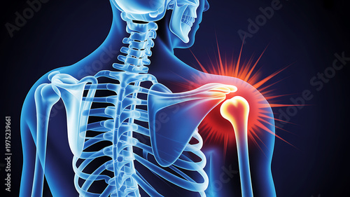 Human Skeleton Joint Pain Anatomy Back Shoulder Elbow Hip Concept