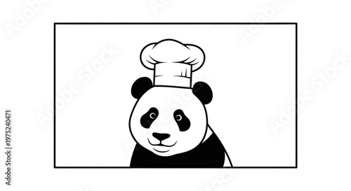 Cute Panda Chef Wearing Chef Hat, Cartoon Style