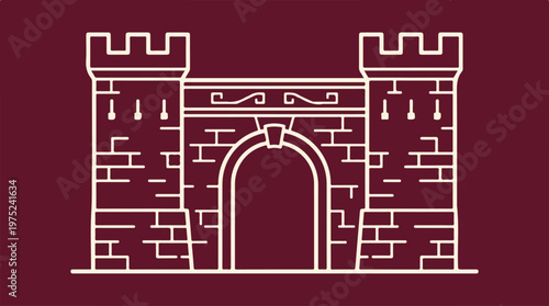 Medieval Castle Gate Architecture.