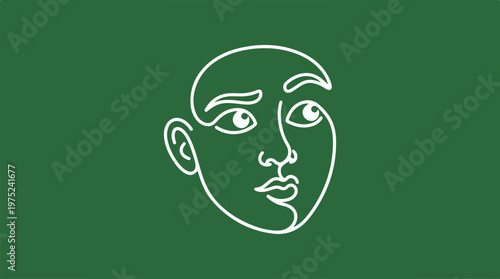 Minimalist face line drawing art.