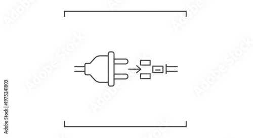 Unplugged Power Cord Icon, Disconnecting Electrical Plug and Socket