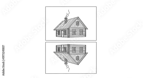 Upside Down Log Cabin Illustration: Normal and Inverted Views