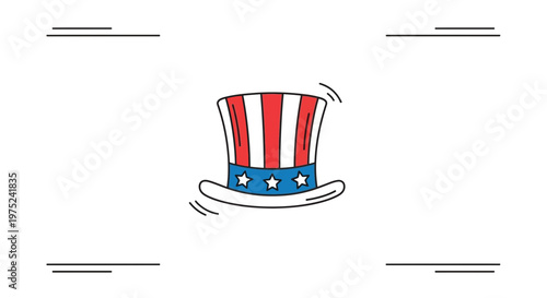Uncle Sam Hat Icon - Patriotic American Symbol for Independence Day and Elections