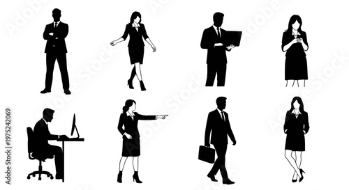 Business Professionals Silhouette Pack - Corporate People and Executives Vector Glyphs