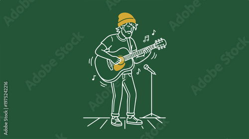 Musician Playing Acoustic Guitar.